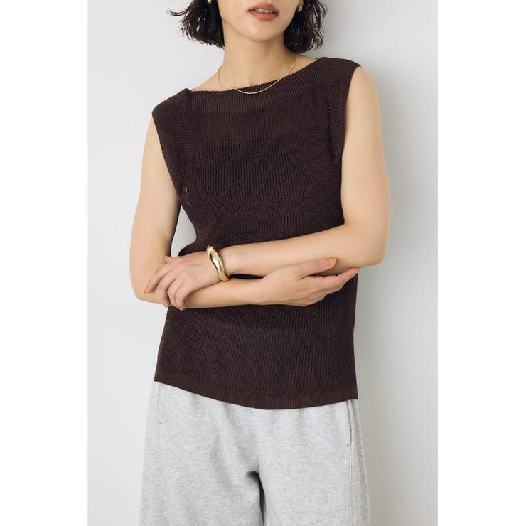 リネンライク畔編みノースリーブニットトップス | AZUL BY MOUSSY | 詳細画像14 