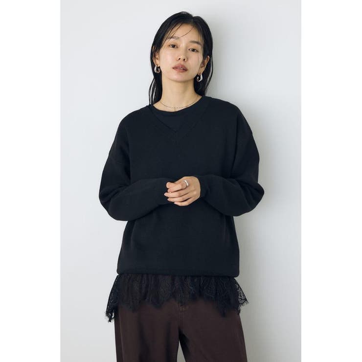 格上げVネックニット | AZUL BY MOUSSY | 詳細画像12 