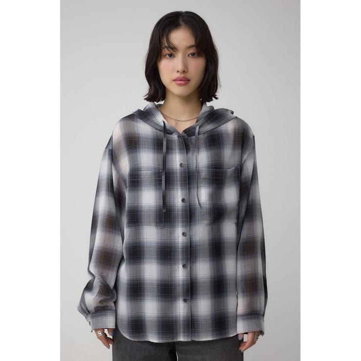 シアーチェックフードシャツ | AZUL BY MOUSSY | 詳細画像14 