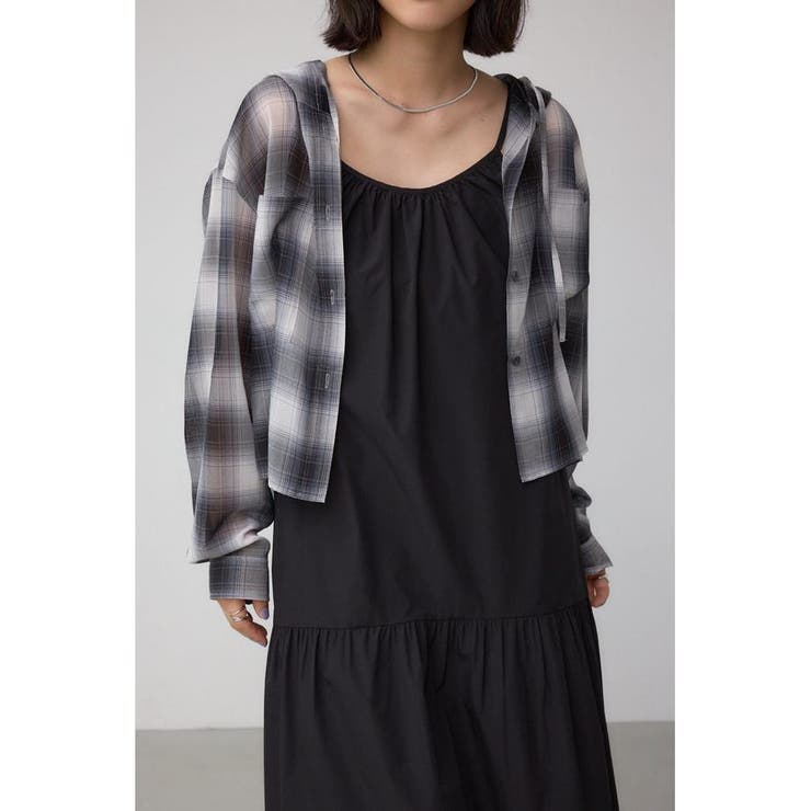 柄BLK5 | シアーチェックフードシャツ | AZUL BY MOUSSY