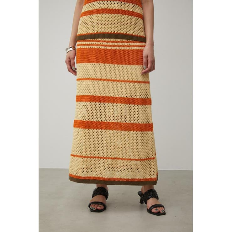 柄ORG5 | MULTI BORDER MESH KNIT SKIRT | AZUL BY MOUSSY