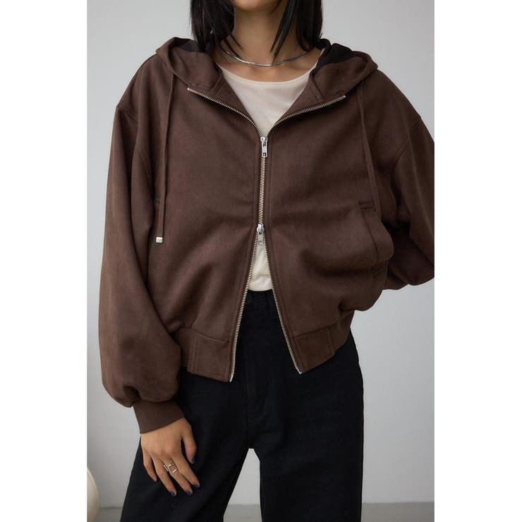 BRN | フェイクスエードフーディブルゾン | AZUL BY MOUSSY