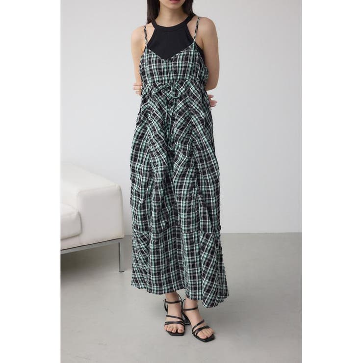 柄BLK5 | チェックキャミソール2WAYワンピース | AZUL BY MOUSSY
