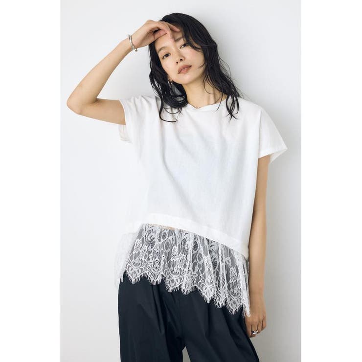 O/WHT1 | 裾レースドッキングトップス | AZUL BY MOUSSY