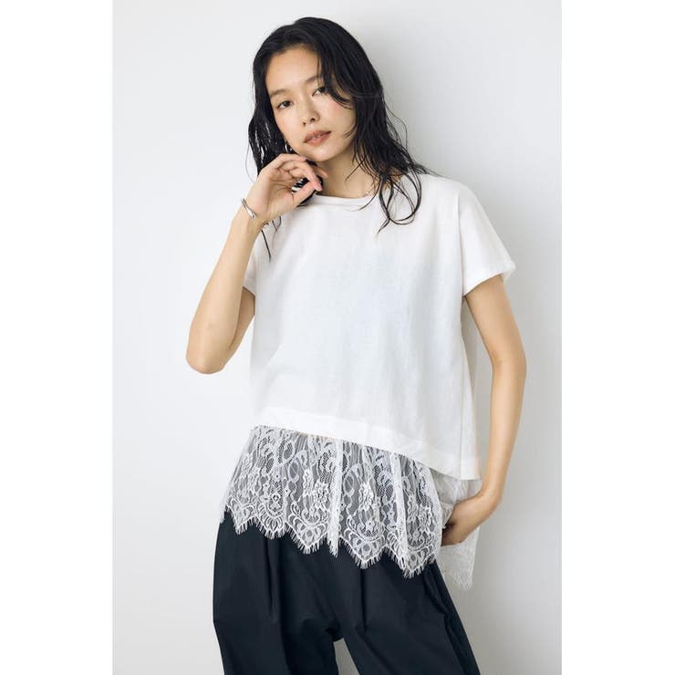 裾レースドッキングトップス | AZUL BY MOUSSY | 詳細画像1 