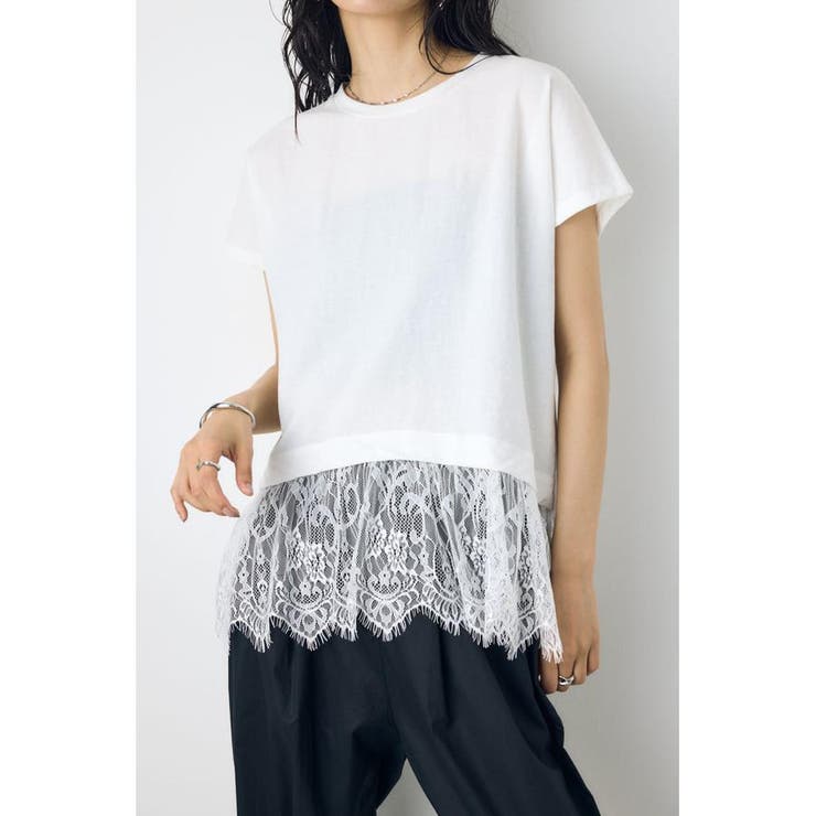 裾レースドッキングトップス | AZUL BY MOUSSY | 詳細画像3 