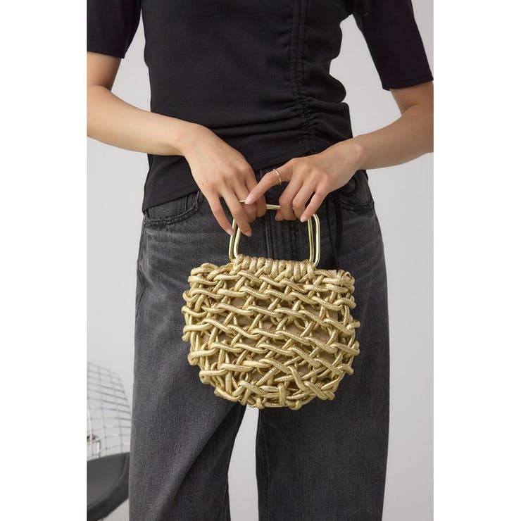 メタルハンドルメタリック編み込みバッグ | AZUL BY MOUSSY | 詳細画像1 