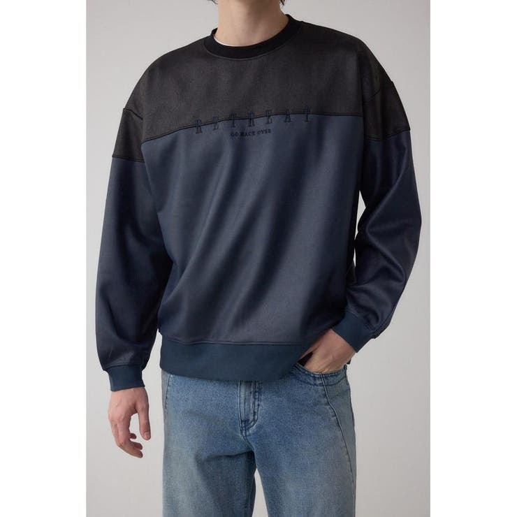 柄NVY5 | フェイクスエード切り替えトップス | AZUL BY MOUSSY