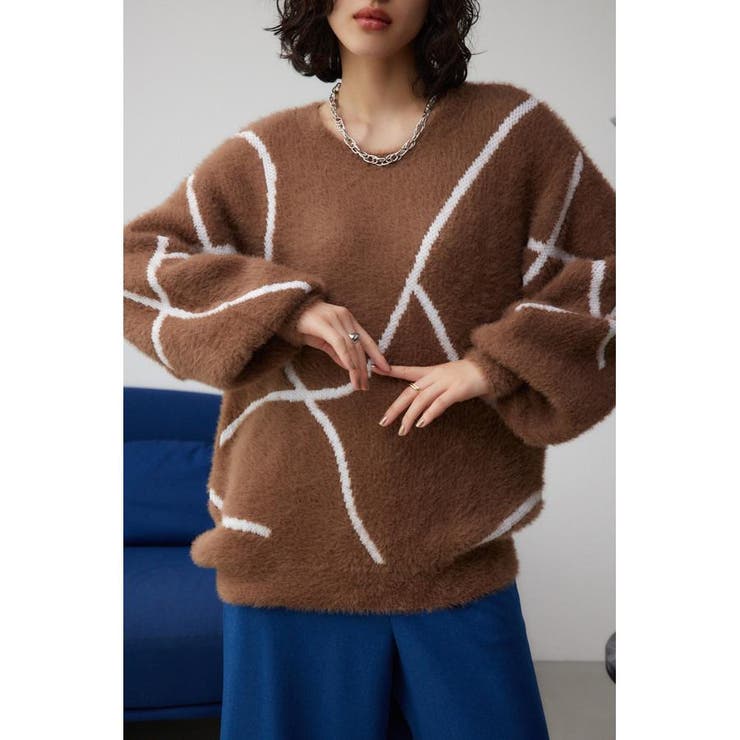 BRN | ニュアンスライン柄ニット | AZUL BY MOUSSY