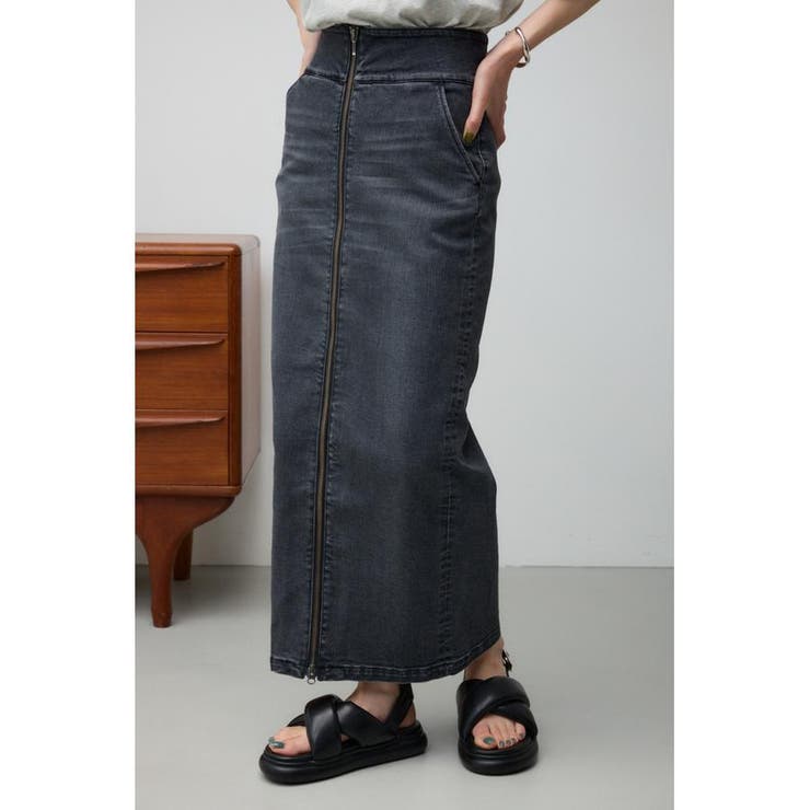 L/BLK1 | AZUL DENIM フロントジップデニムスカート | AZUL BY MOUSSY