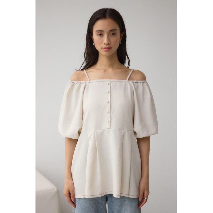 2WAYパフスリーブ配色ペプラムブラウス | AZUL BY MOUSSY | 詳細画像5 