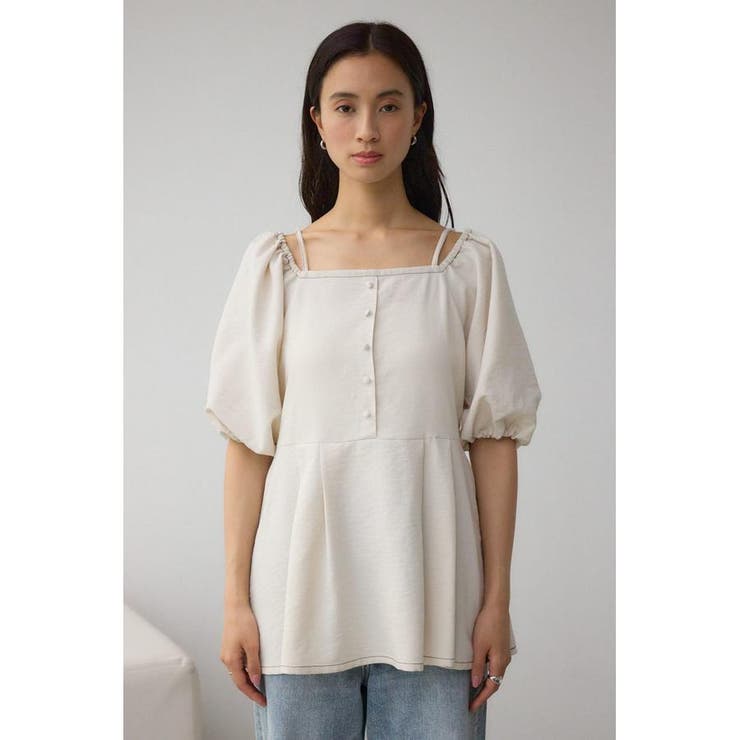 2WAYパフスリーブ配色ペプラムブラウス | AZUL BY MOUSSY | 詳細画像13 