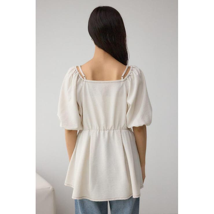 2WAYパフスリーブ配色ペプラムブラウス | AZUL BY MOUSSY | 詳細画像14 