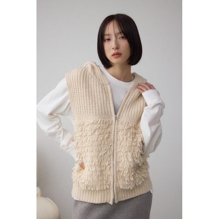 ZIPフーディループニットベスト | AZUL BY MOUSSY | 詳細画像2 