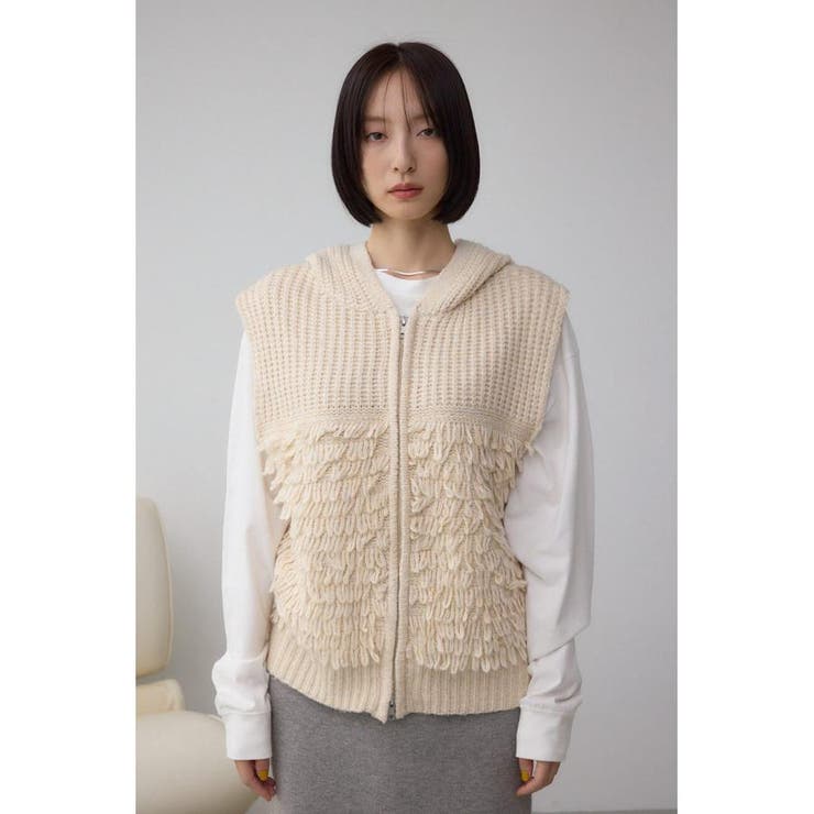 ZIPフーディループニットベスト | AZUL BY MOUSSY | 詳細画像4 
