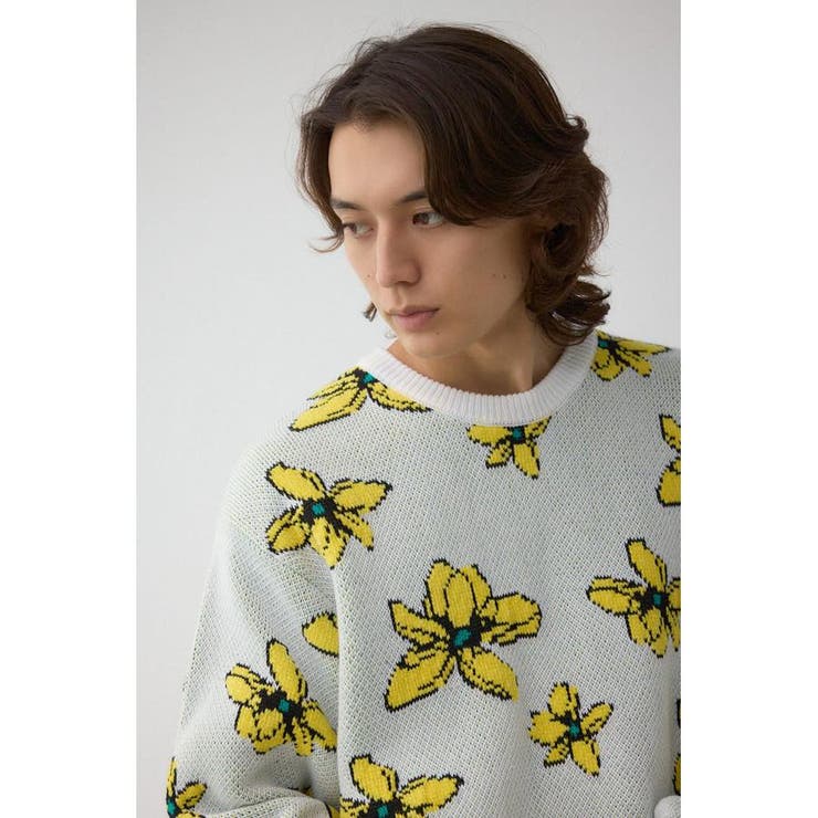 フラワーダブルジャガードニット | AZUL BY MOUSSY | 詳細画像3 