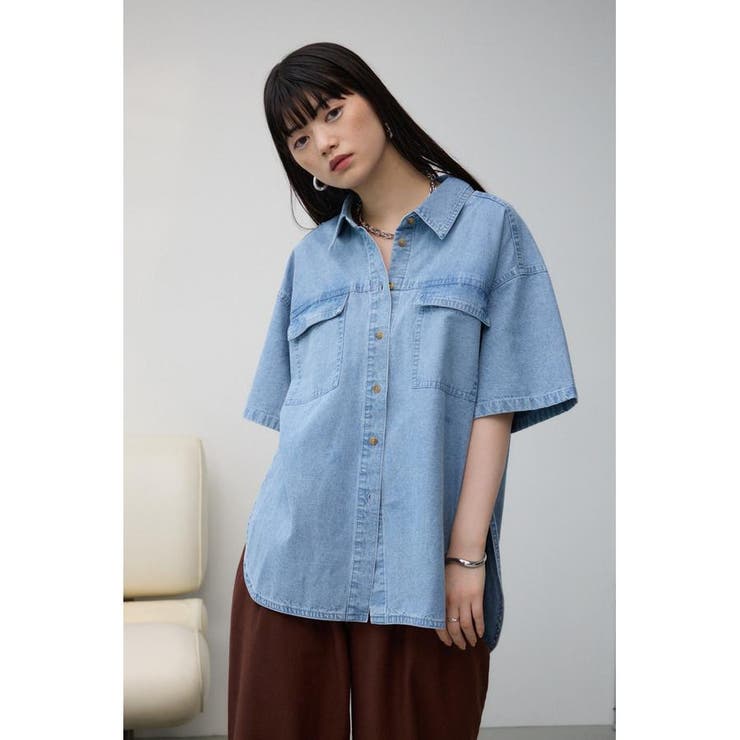 シャンブレーオーバーシャツ | AZUL BY MOUSSY | 詳細画像2