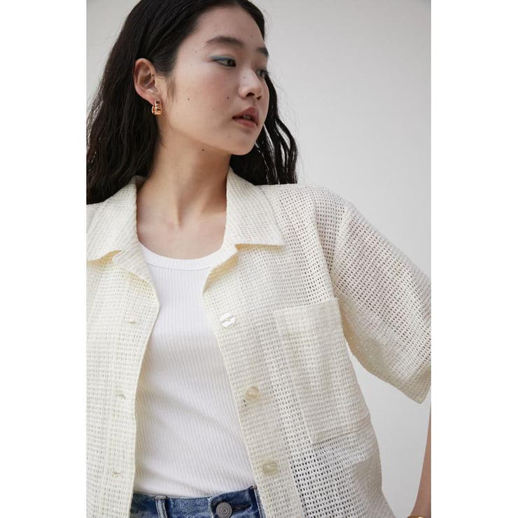 COTTON MESH HALF SLEEVE SHIRT | AZUL BY MOUSSY | 詳細画像2 