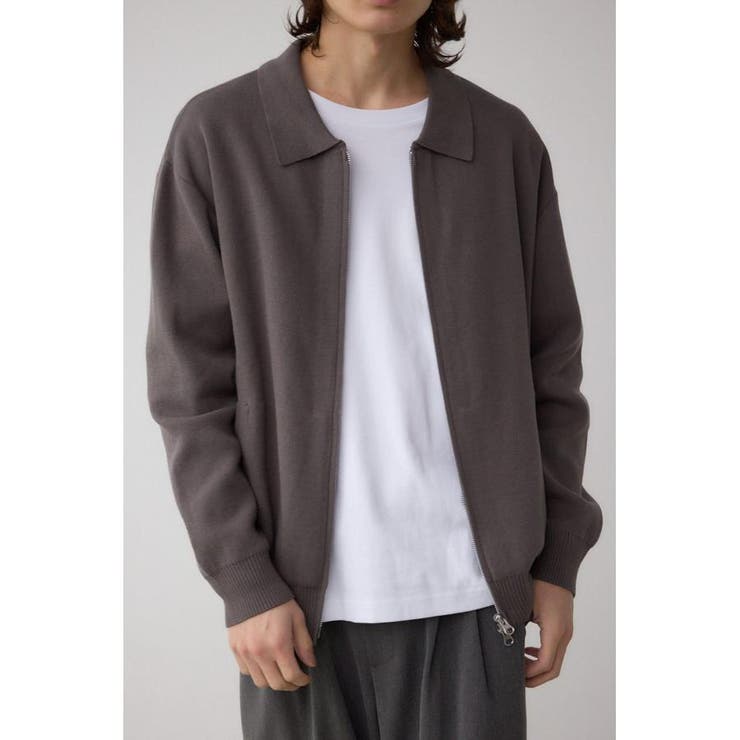 D/GRY3 | ジップアップ襟付きニットカーディガン | AZUL BY MOUSSY
