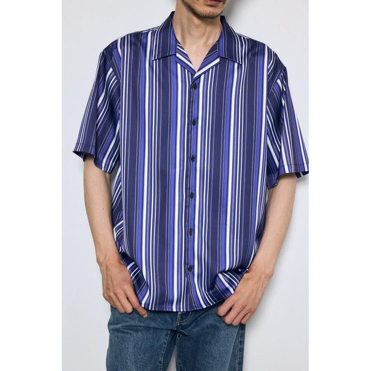柄BLU5 | マルチストライプ半袖シャツ | AZUL BY MOUSSY