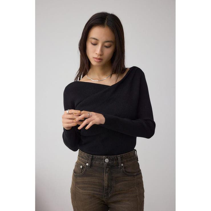 ドレープ長袖ニットトップス | AZUL BY MOUSSY | 詳細画像2 