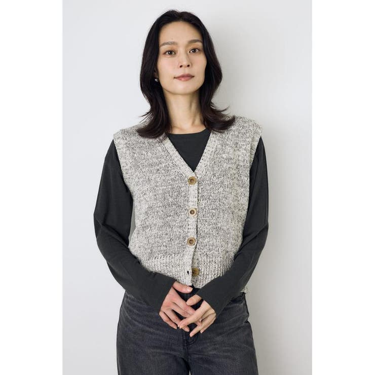 柄WHT5 | テープヤーンニットジレ | AZUL BY MOUSSY