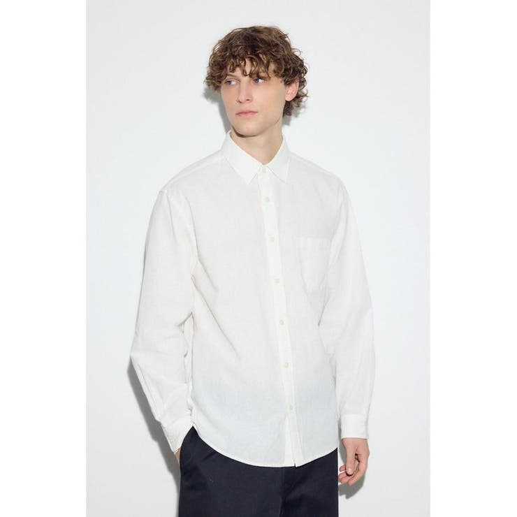 フレンチリネンCOOLMAXストライプシャツ | AZUL BY MOUSSY | 詳細画像2 