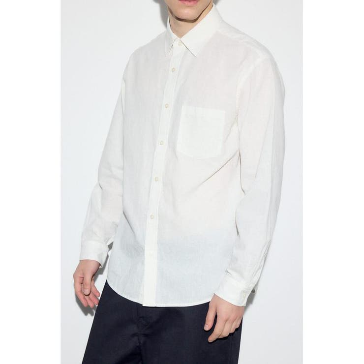 WHT | フレンチリネンCOOLMAXストライプシャツ | AZUL BY MOUSSY