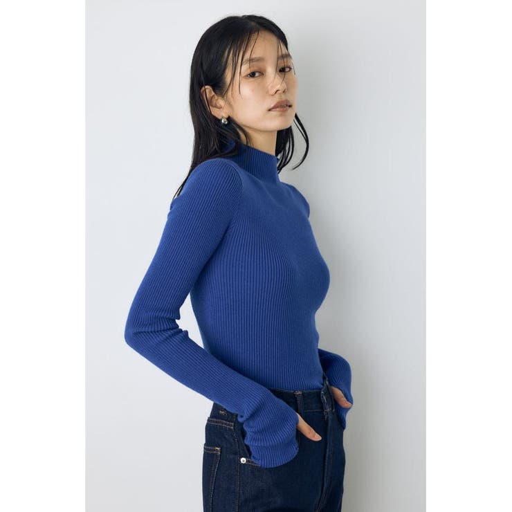 BLU | サムホールリブハイネックニット | AZUL BY MOUSSY