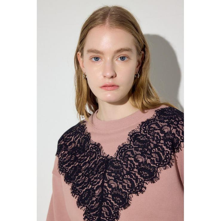 バイカラーレースクルーネックスウェット | AZUL BY MOUSSY | 詳細画像14 