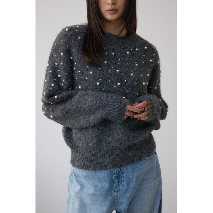 T.GRY | パールビジューニットトップス | AZUL BY MOUSSY