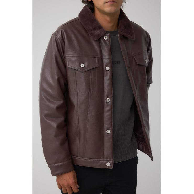 BRN | ボアライニング合皮ブルゾン | AZUL BY MOUSSY