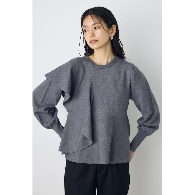 T.GRY | サイドラッフルペプラムニットトップス | AZUL BY MOUSSY