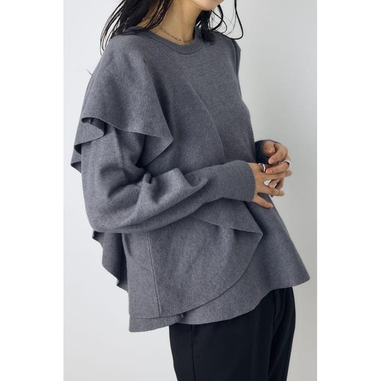 サイドラッフルペプラムニットトップス | AZUL BY MOUSSY | 詳細画像18 