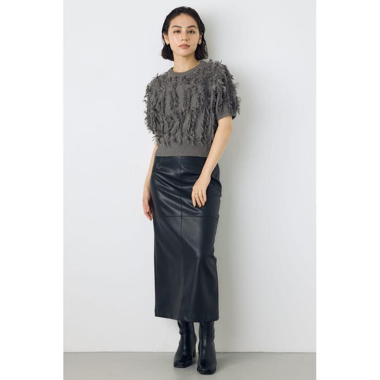 フェイクレザー/スエードパネル切替タイトスカート | AZUL BY MOUSSY | 詳細画像24 