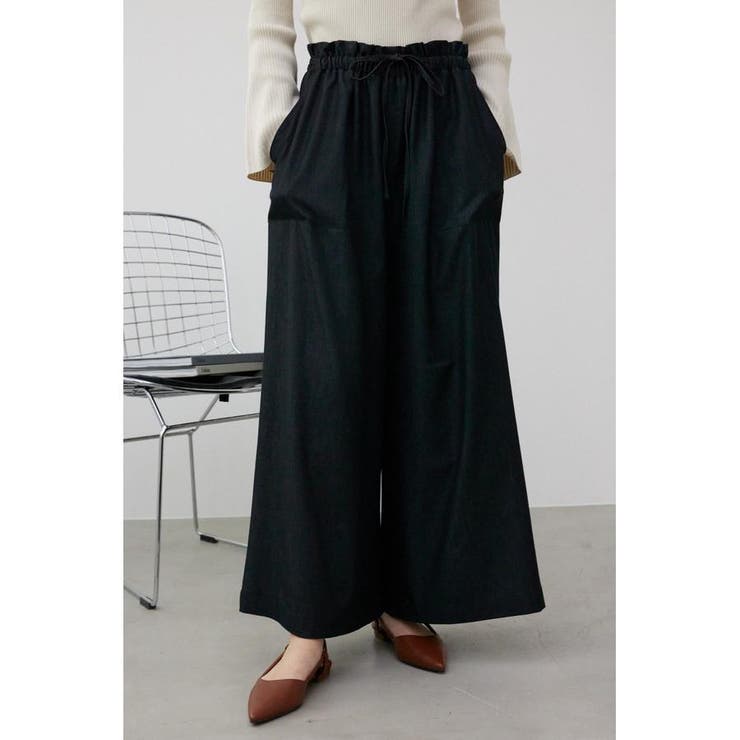 BLK | ソフトタッチギャザーワイドパンツ | AZUL BY MOUSSY