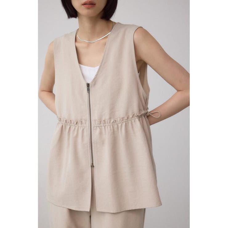 L/BEG1 | ジップペプラムサイドドロストベスト | AZUL BY MOUSSY