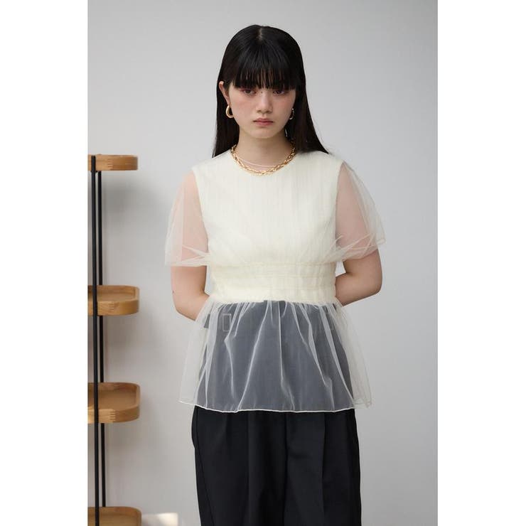 チュールレイヤードペプラムトップス | AZUL BY MOUSSY | 詳細画像2 