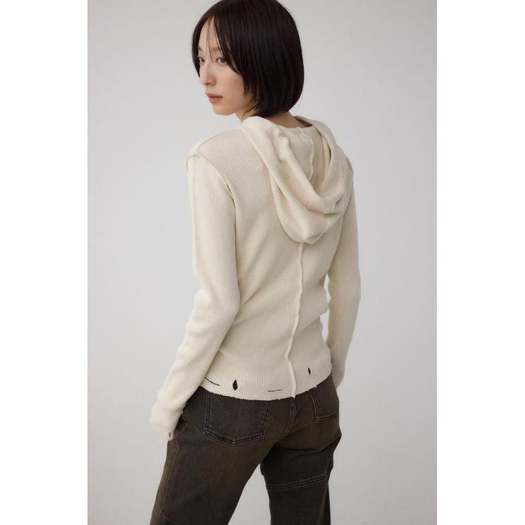 ダメージフーディーリブトップス | AZUL BY MOUSSY | 詳細画像2 