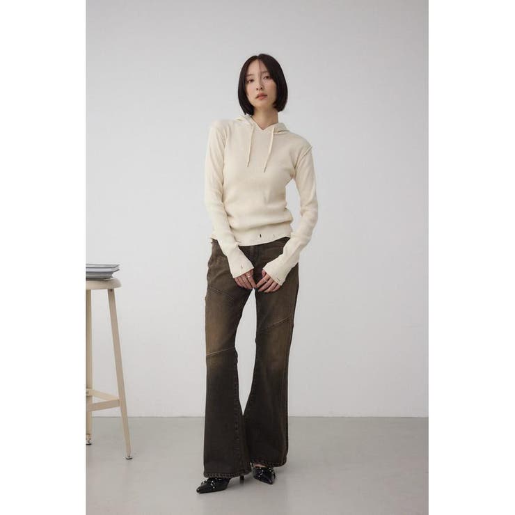 ダメージフーディーリブトップス | AZUL BY MOUSSY | 詳細画像3 