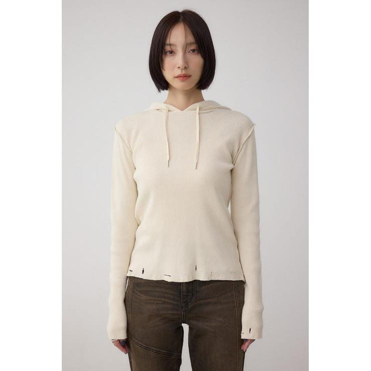 ダメージフーディーリブトップス | AZUL BY MOUSSY | 詳細画像4 