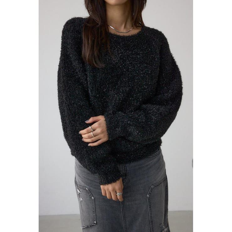 BLK | ラメシャギーニットトップス | AZUL BY MOUSSY