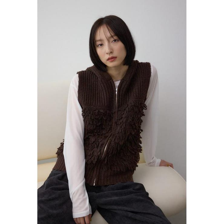 ZIPフーディループニットベスト | AZUL BY MOUSSY | 詳細画像13 