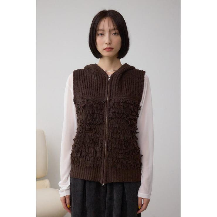 ZIPフーディループニットベスト | AZUL BY MOUSSY | 詳細画像15 