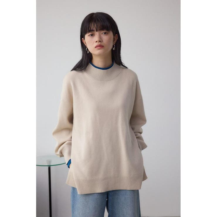 格上げ ダブルネックデザインニットトップス | AZUL BY MOUSSY | 詳細画像3 
