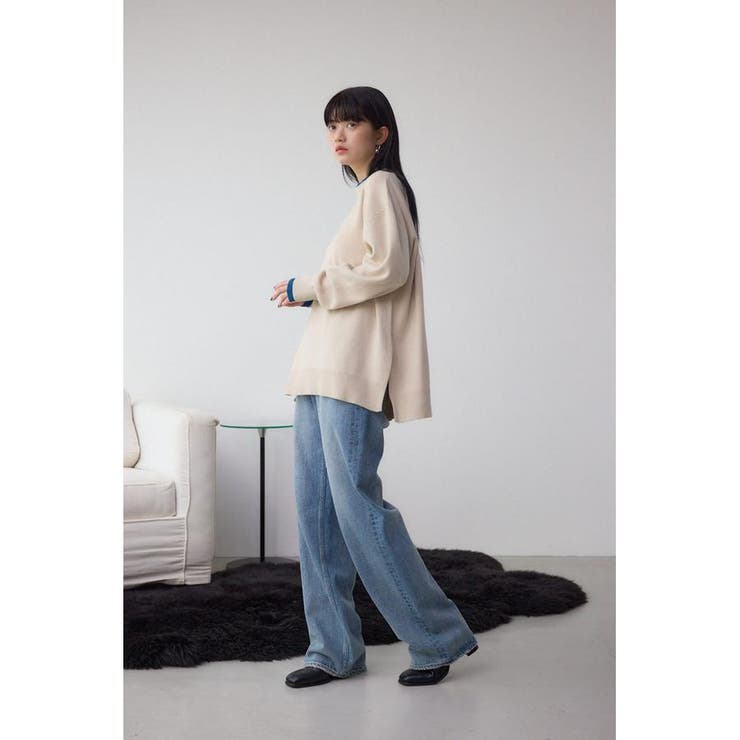 格上げ ダブルネックデザインニットトップス | AZUL BY MOUSSY | 詳細画像4 