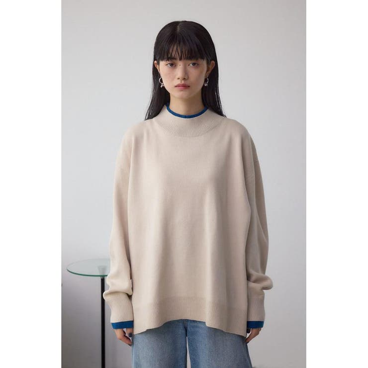 格上げ ダブルネックデザインニットトップス | AZUL BY MOUSSY | 詳細画像5 