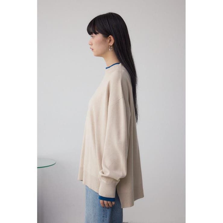 格上げ ダブルネックデザインニットトップス | AZUL BY MOUSSY | 詳細画像6 