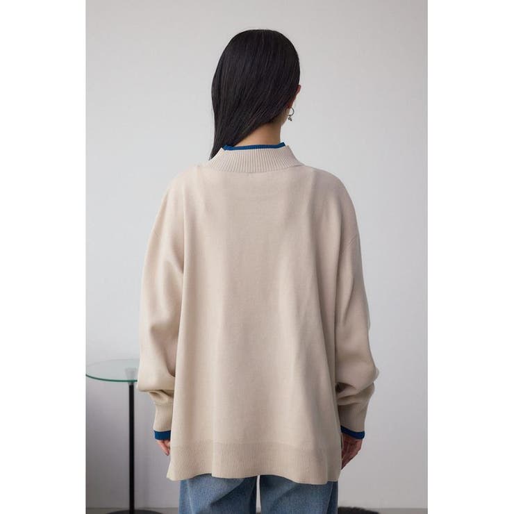 格上げ ダブルネックデザインニットトップス | AZUL BY MOUSSY | 詳細画像7 