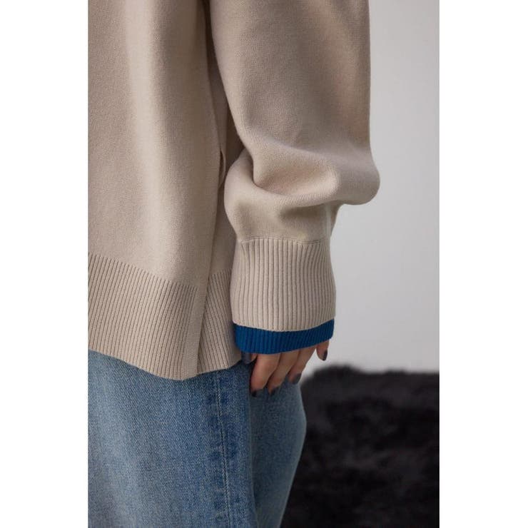 格上げ ダブルネックデザインニットトップス | AZUL BY MOUSSY | 詳細画像10 